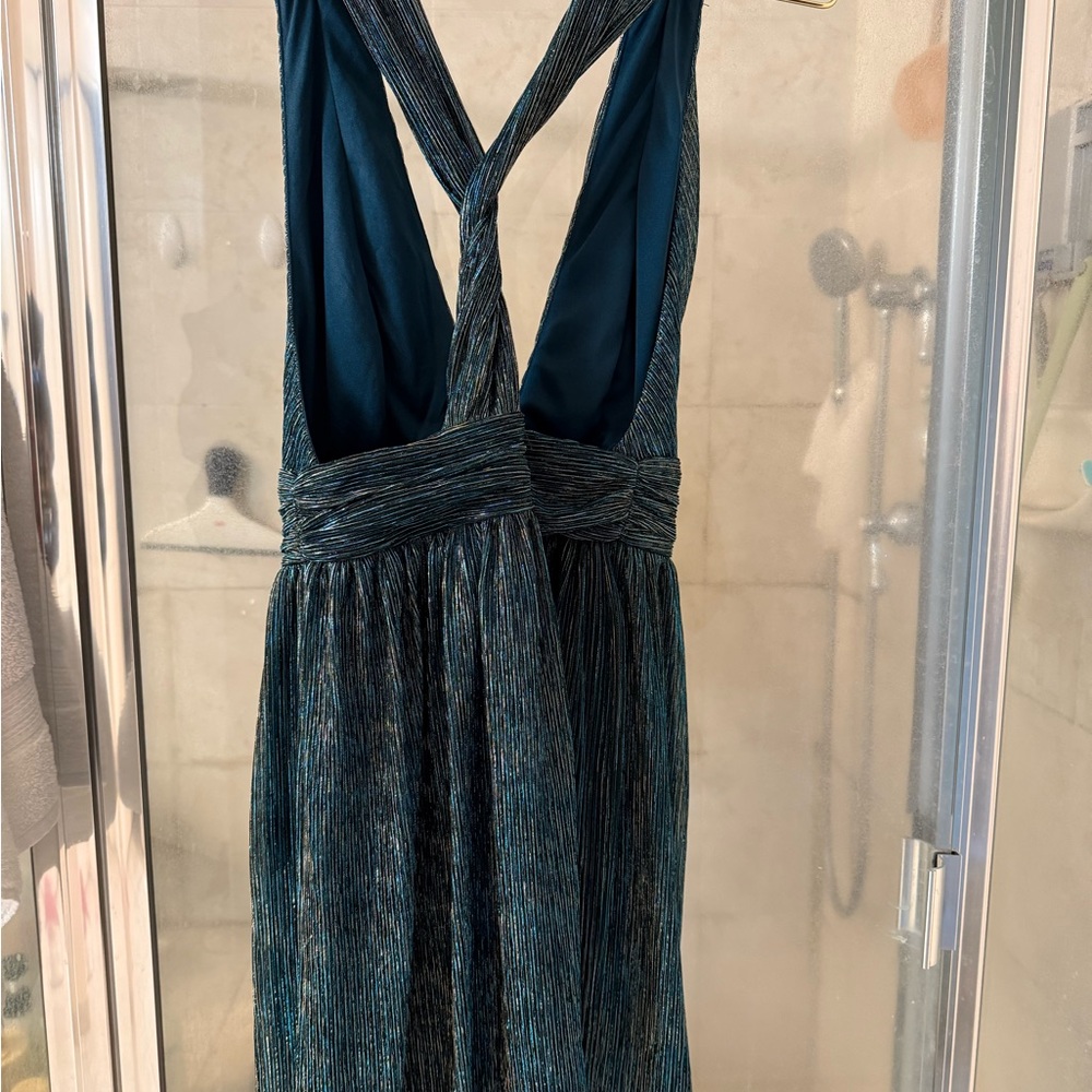 Lulu's Blue Ruched Halter Sundress - Picture 2 of 5